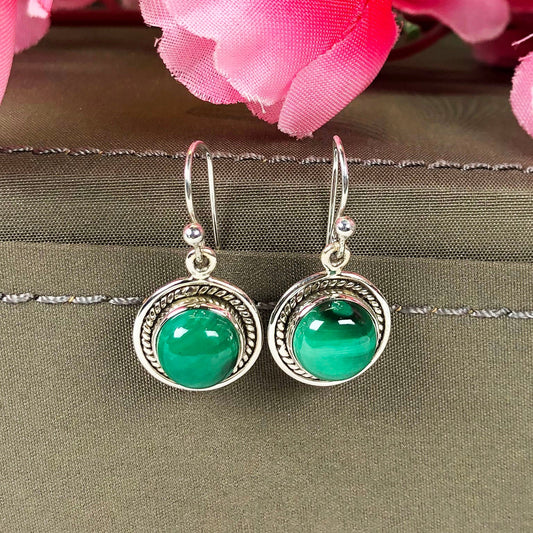 Pretty Green Malachite Sterling Silver Earring