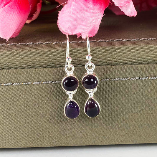 One of a kind Purple Amethyst Sterling Silver Earring