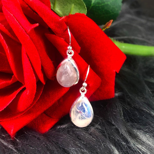 Pretty White Moonstone Sterling Silver Earrings