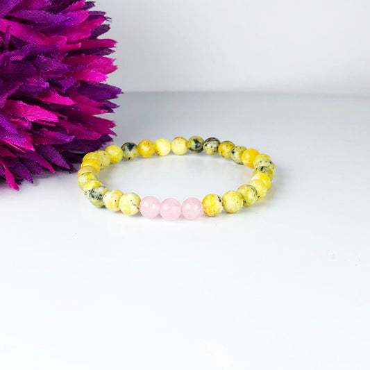 Green Jasper and Pink Rose Quartz Bracelet