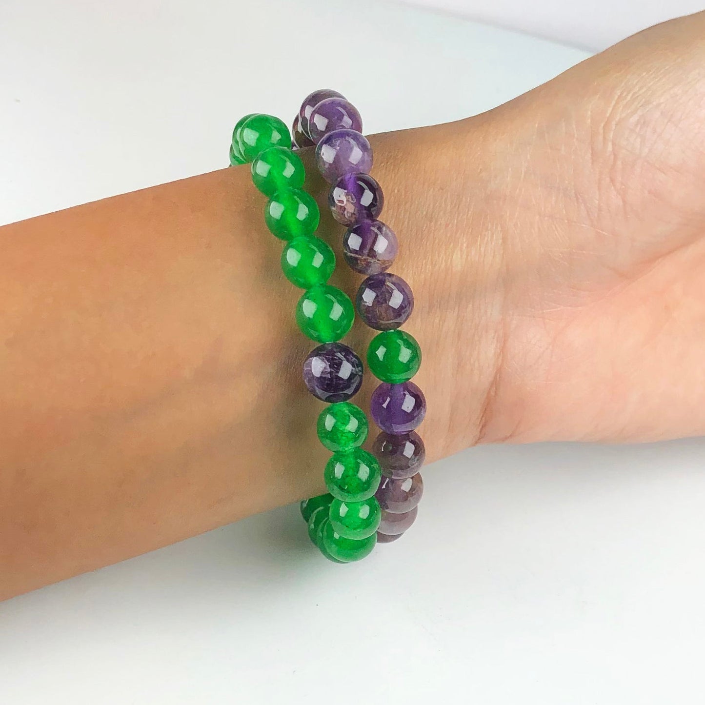 Green Aventurine and Purple Amethyst Bracelet