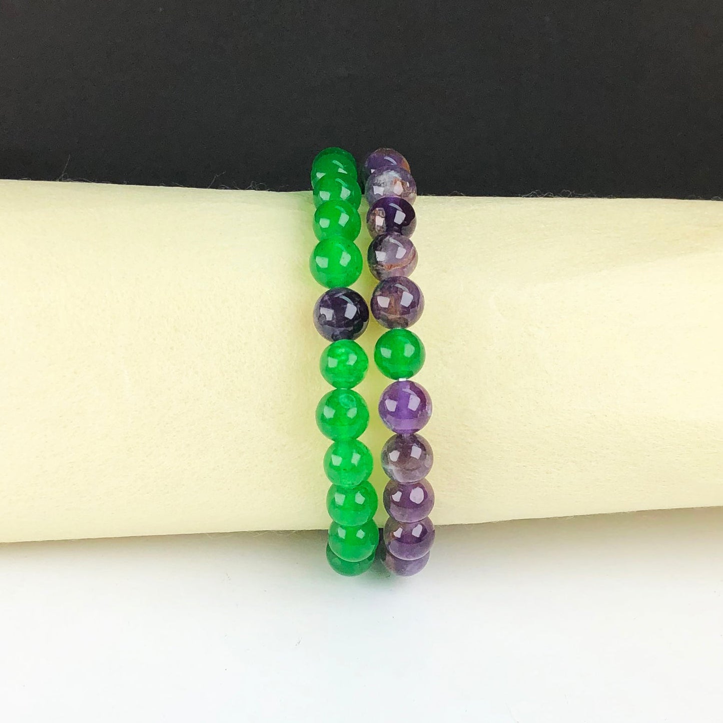 Green Aventurine and Purple Amethyst Bracelet