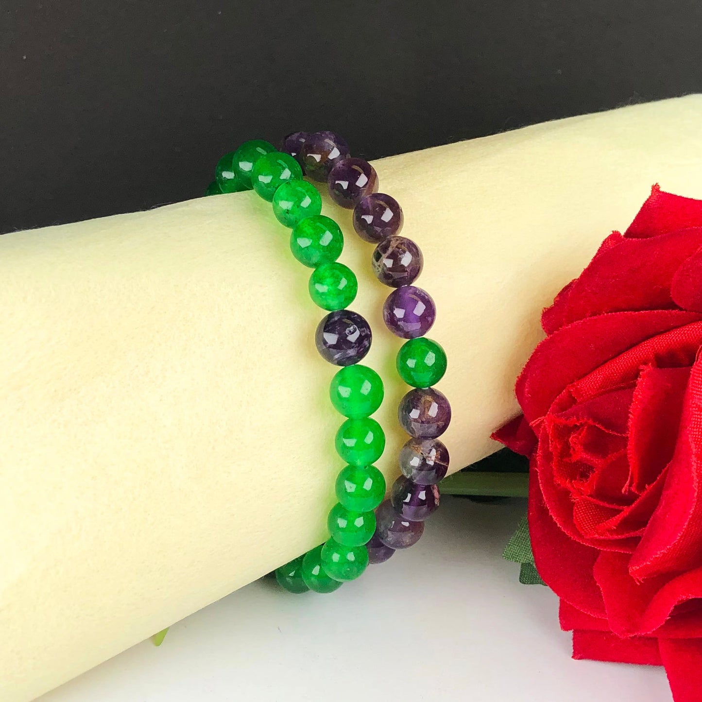 Green Aventurine and Purple Amethyst Bracelet